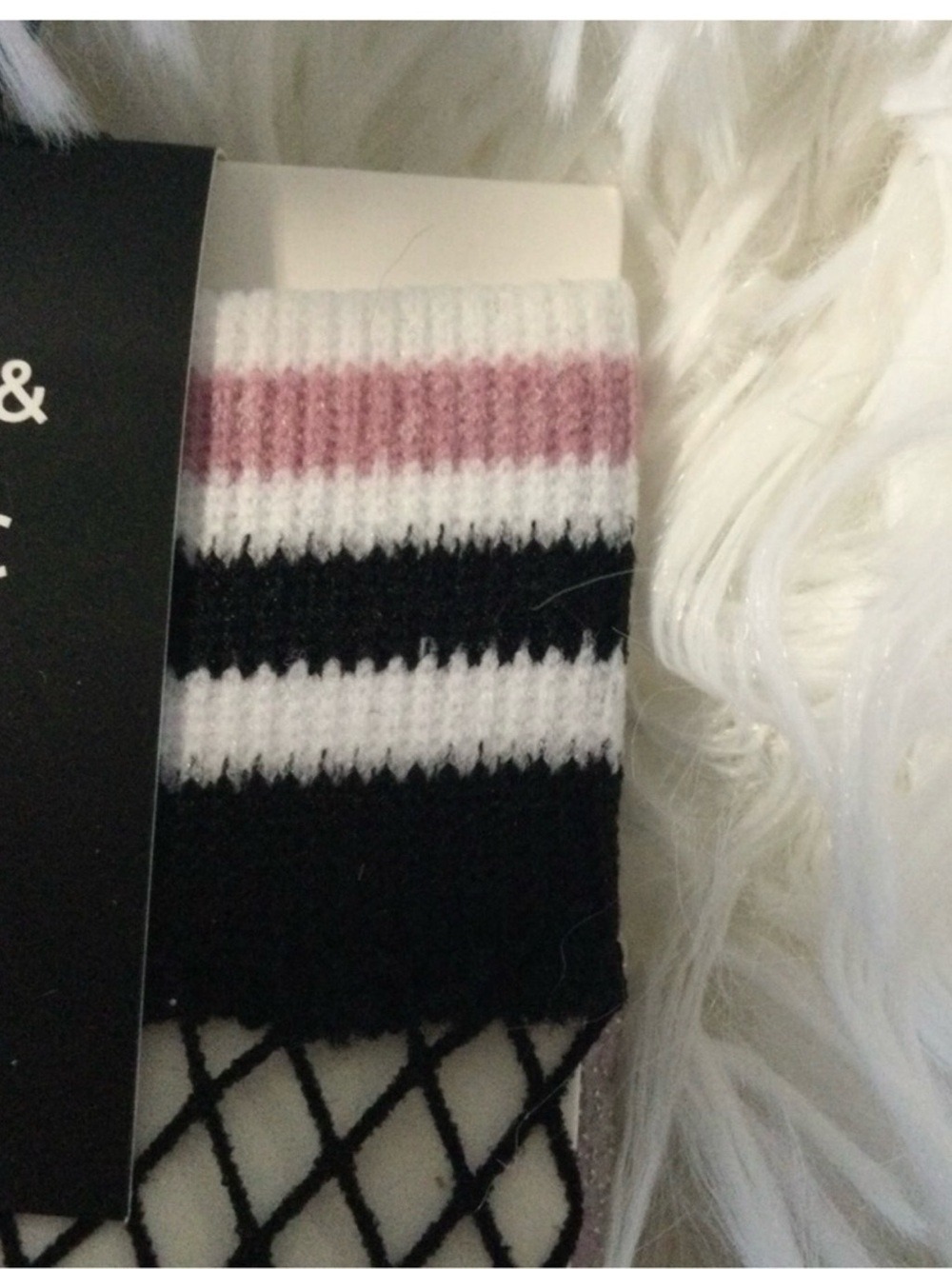 Mixit Anklet Socks 2-Pack | Black Fishnet + Light Purple Shimmer - Picture 3 of 16